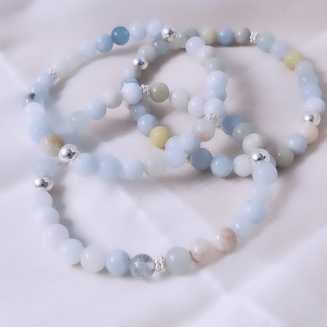 My Aquamarine Gemstone Baby Blue Bracelet is a water-like stone that washes away stress and fear, leaving room for peace and tranquility. This bracelet rejuvenates your spirit and reawakens your passion and creativity in all areas of your life. Please note, bracelets are sold individually.