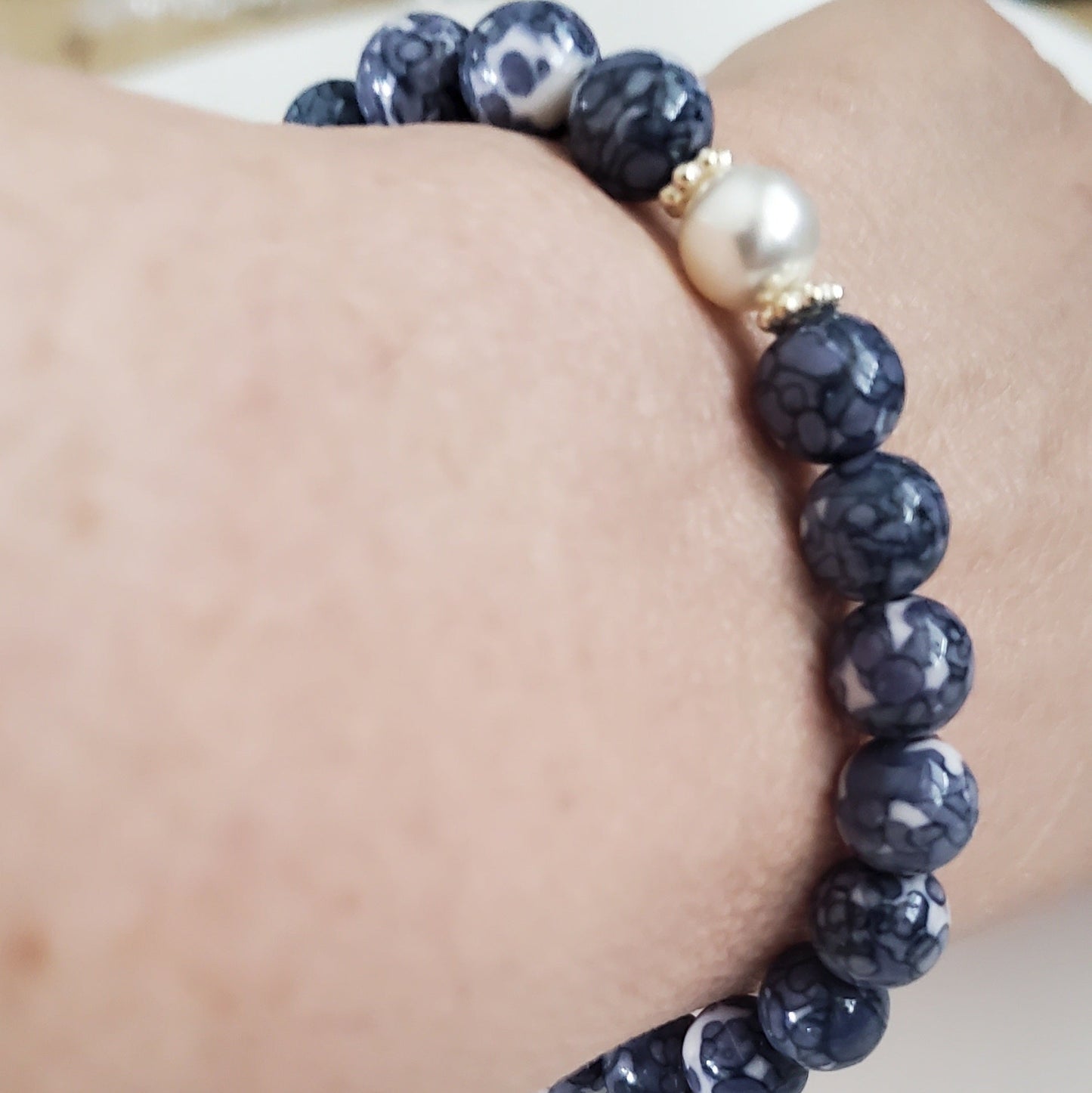 Serene Navy Rain Flower Bracelet - Plein De Vie Jewelry