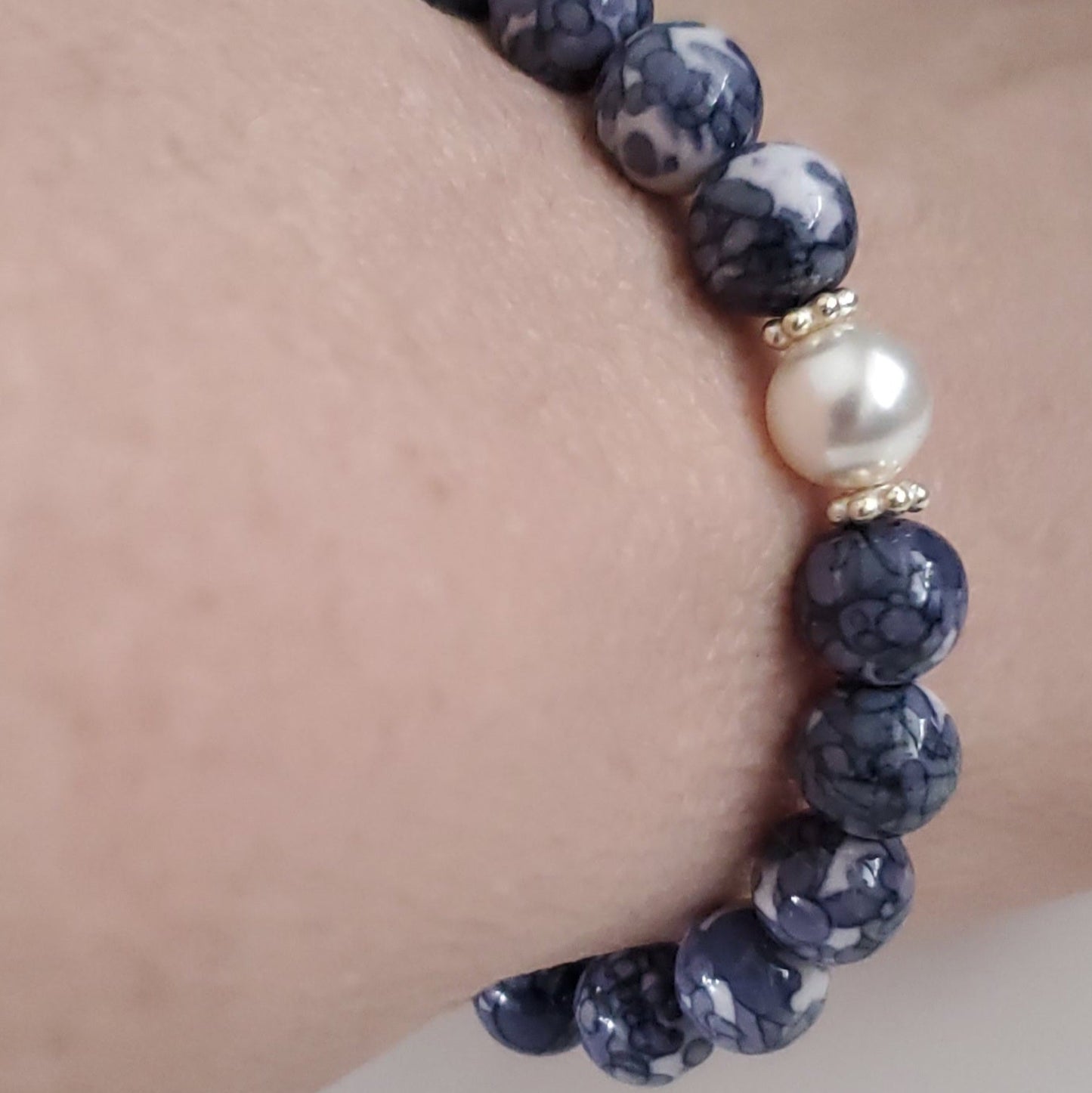 Serene Navy Rain Flower Bracelet - Plein De Vie Jewelry