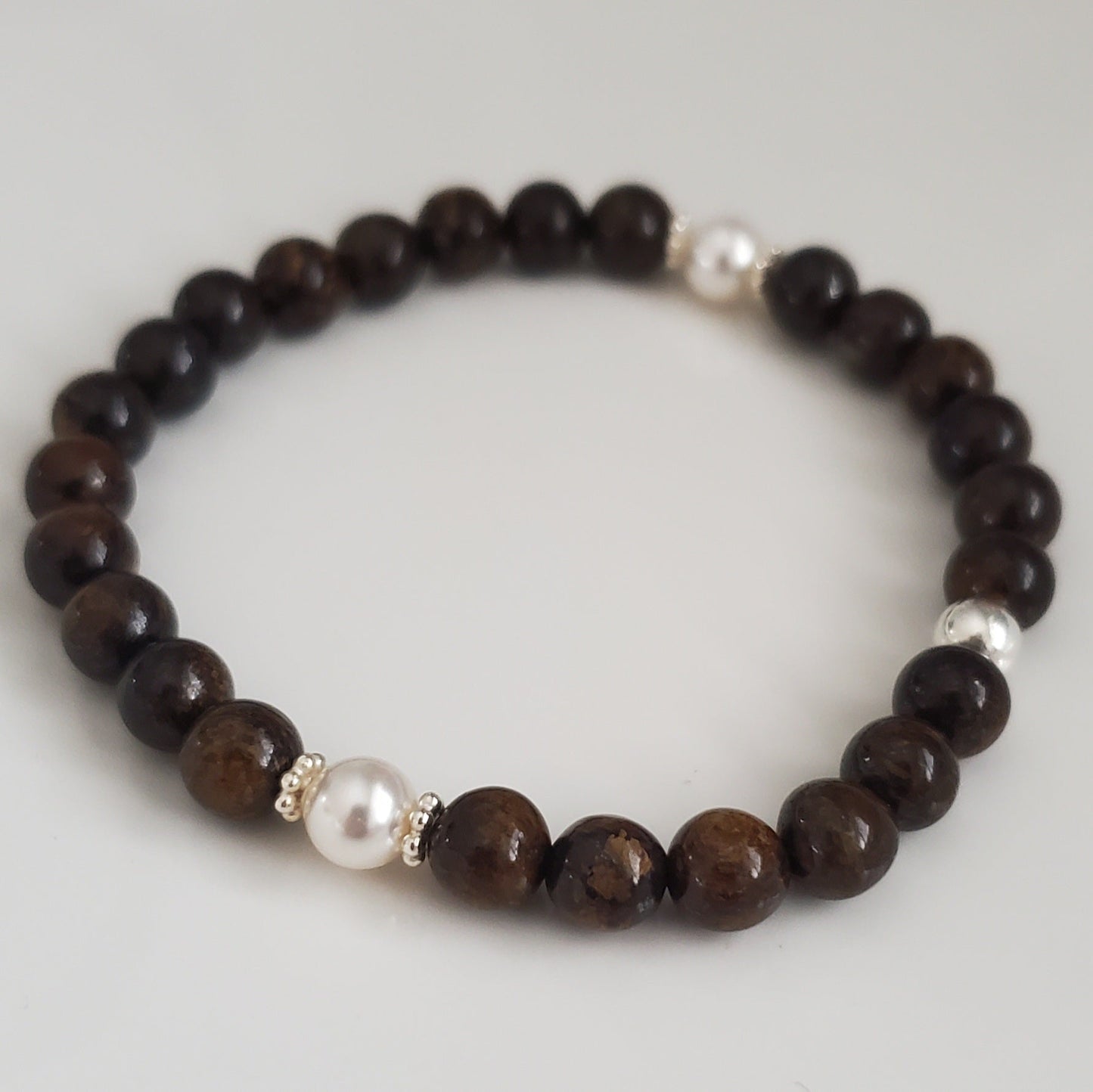 Woodland Grace – Bronzite & Daisy Spacer Bracelet - Plein De Vie Jewelry