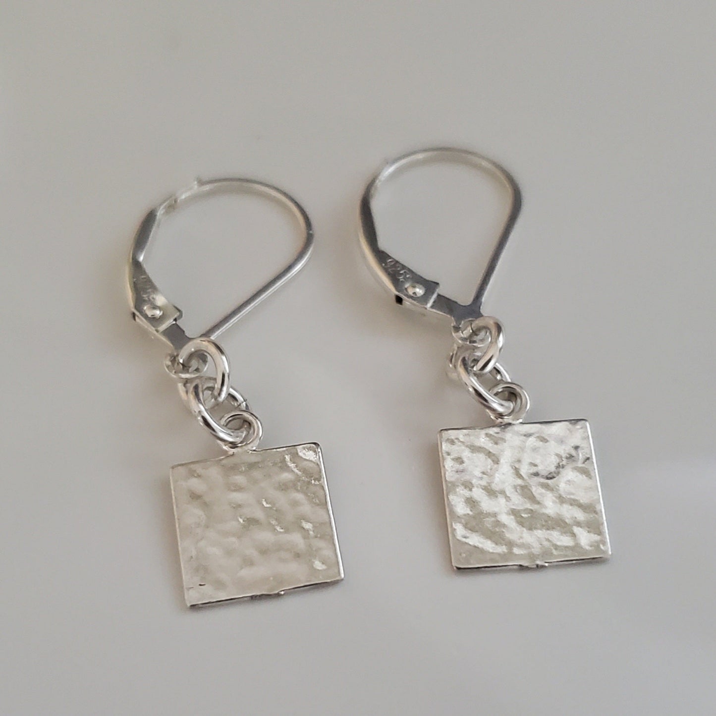 The Hammered Square Drop Earrings - Plein De Vie Jewelry