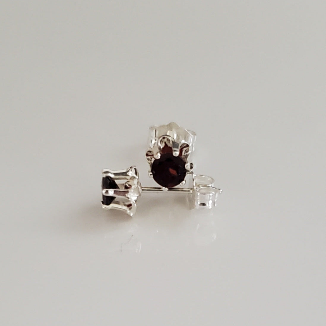 Sterling Silver Sparkle with Garnet Accents: Daily Bling Earrings