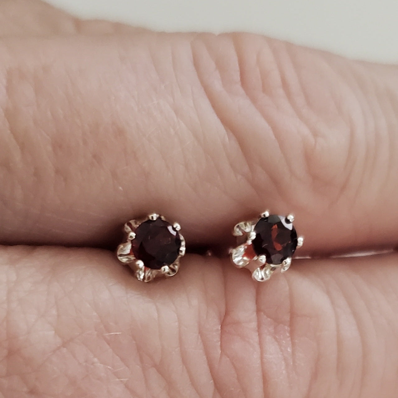 Sterling Silver Sparkle with Garnet Accents: Daily Bling Earrings