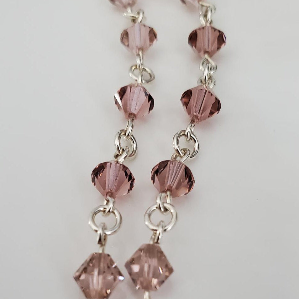 Sterling Silver and Swarovski Crystal Bracelet in Antique Pink