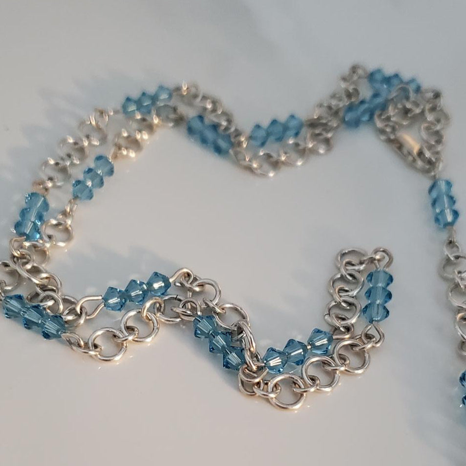 Sterling Silver Aquamarine and Topaz Multi-Way Necklace