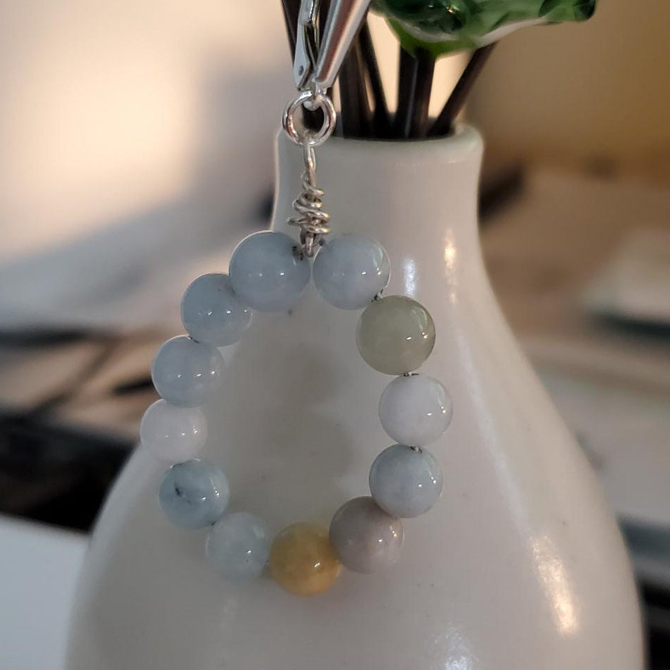 Sterling Silver and Aquamarine Circle Earrings