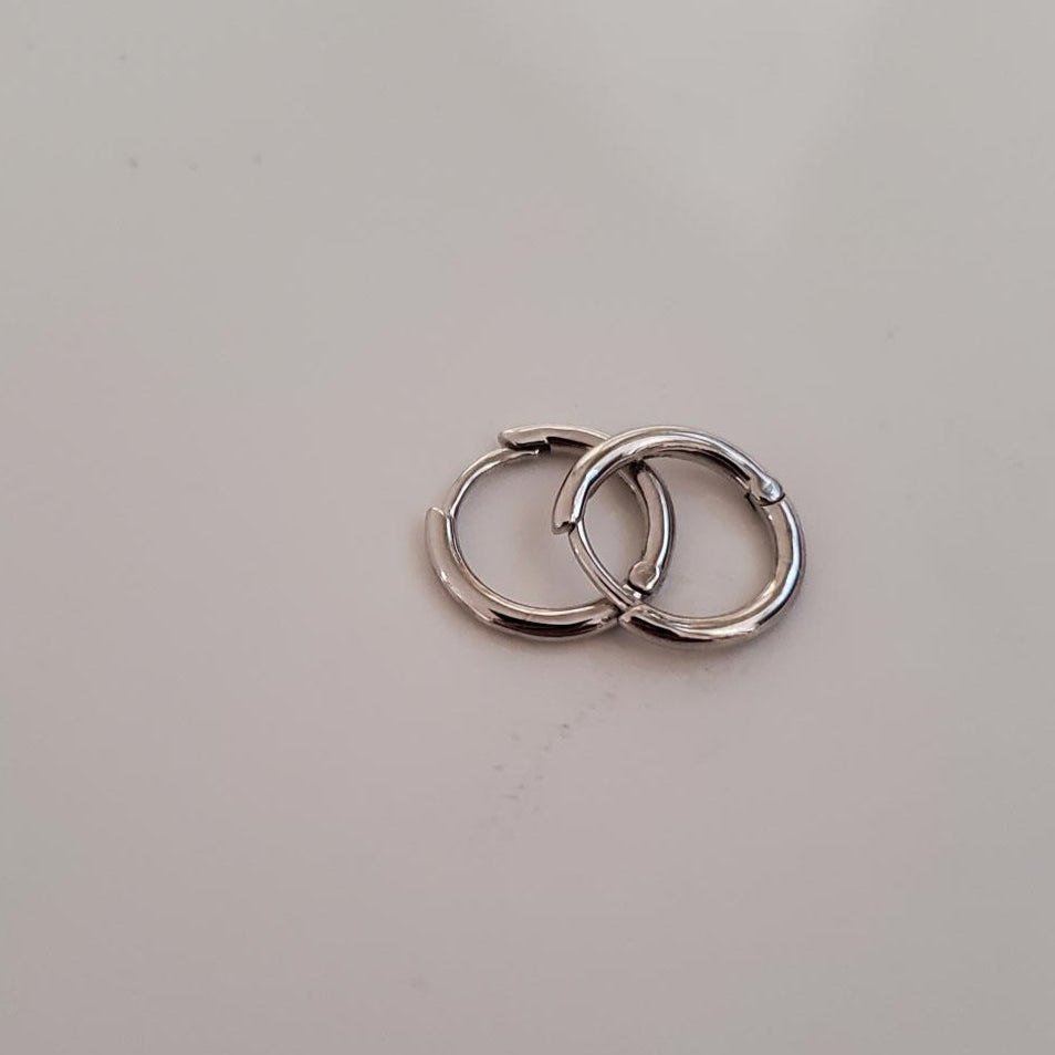 Sterling Silver Rhodium-Plated Huggie Hoop Earrings