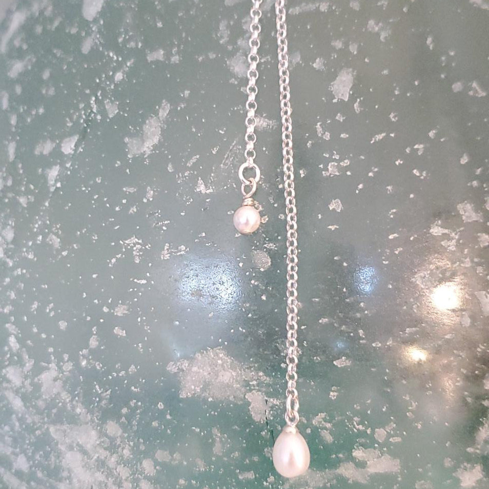 Sterling Silver Pearl Lariat Necklace Plein De Vie Jewelry