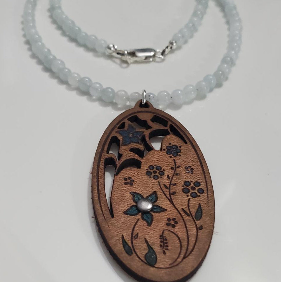 Aquamarine Floral Pendant Necklace Plein De Vie Jewelry