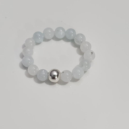 Aquamarine & Sterling Silver Stretch Ring Plein De Vie Jewelry