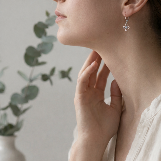 Sterling Silver Bloom Flower Leverback Earrings Plein De Vie Jewelry