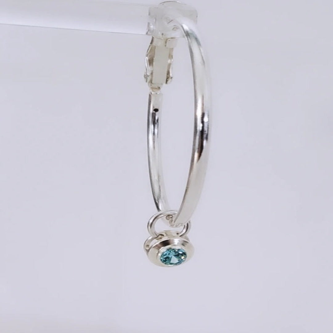 Aquamarine Bezel Hoop Charms