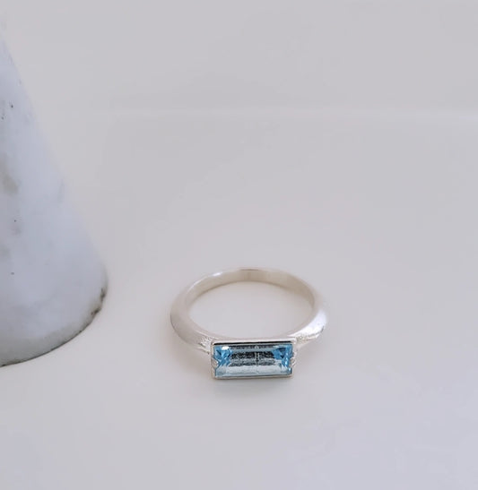 Azure Serenity Blue Topaz Sterling Silver Ring