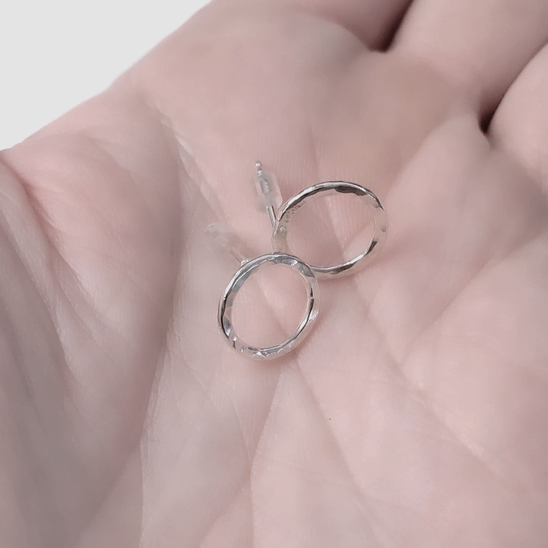 Handmade Circle of Life Post Earrings: Exquisite 16-gauge sterling silver circles, 1/2" in diameter, symbolizing simplicity with profound depth. Perfect for elegance in simplicity, personal interpretation, discerning individuals, and timeless sophistication.