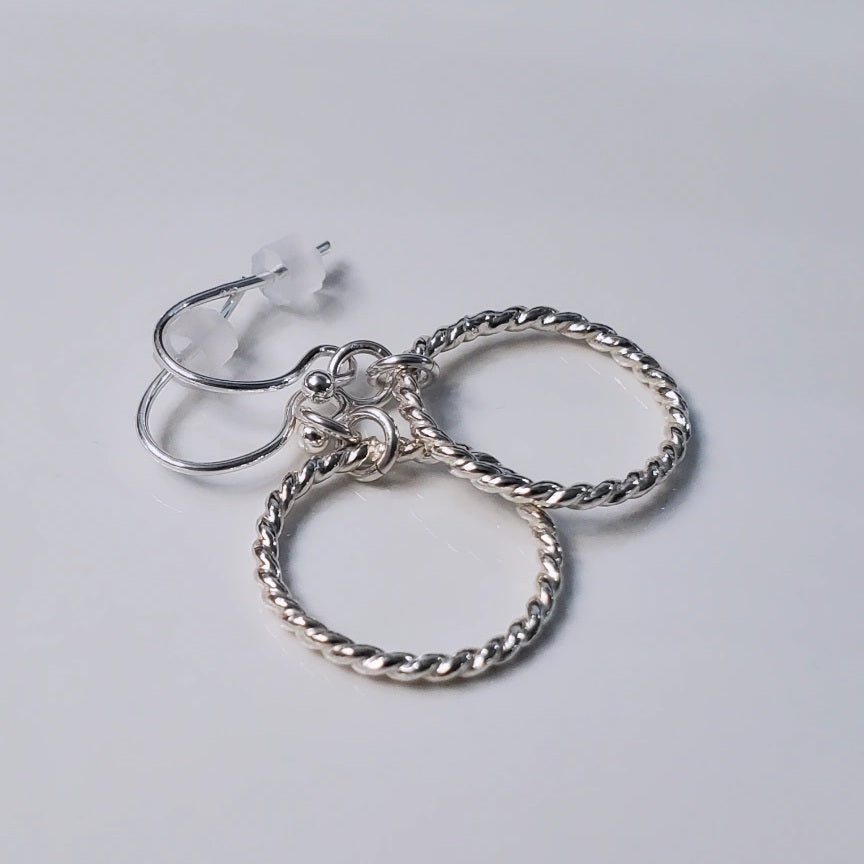 Sterling Silver Twisted Wire Circle Earrings