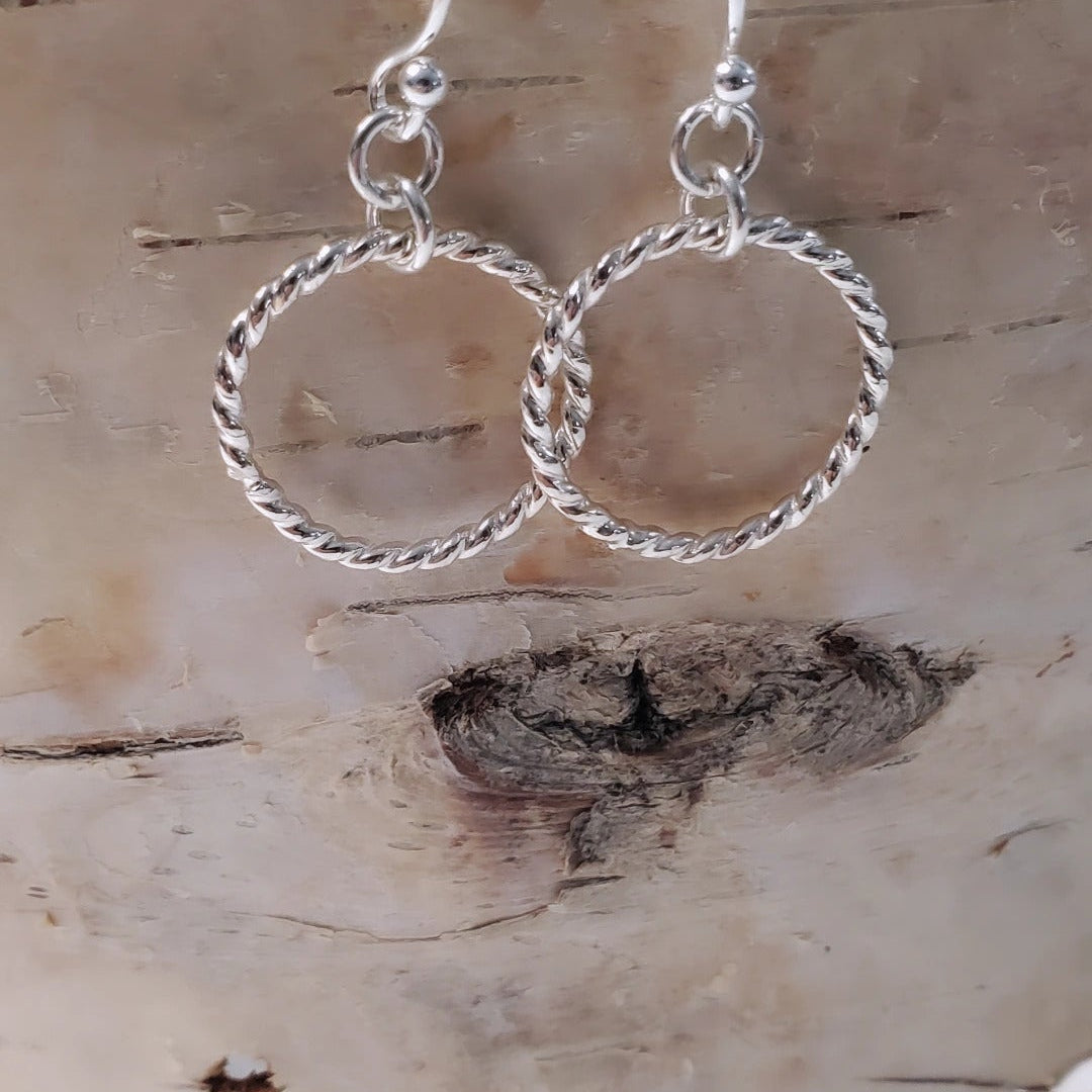 Sterling Silver Twisted Wire Circle Earrings