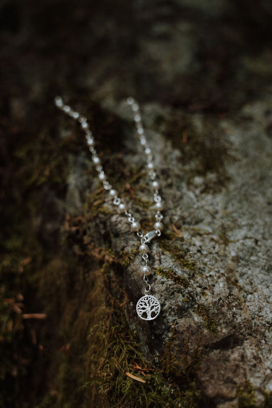 Timeless Pearl Tree of Life Lariat Necklace Plein De Vie Jewelry