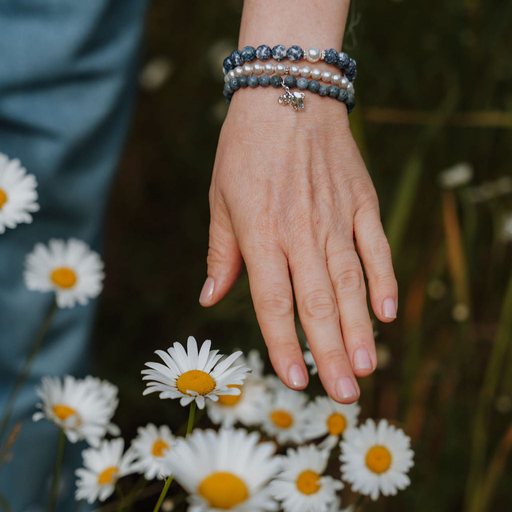 Serene Navy Rain Flower Bracelet