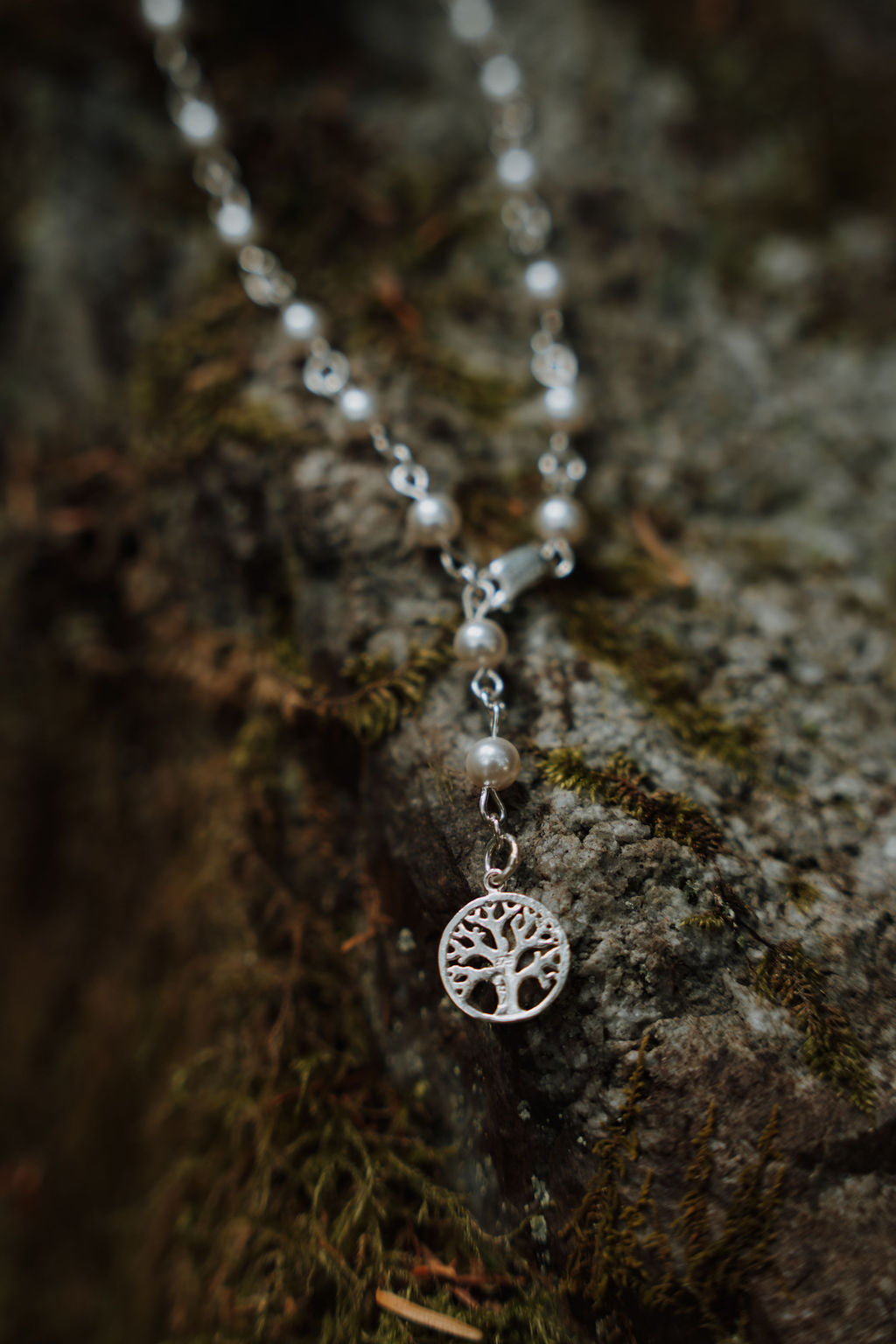 Timeless Pearl Tree of Life Lariat Necklace Plein De Vie Jewelry