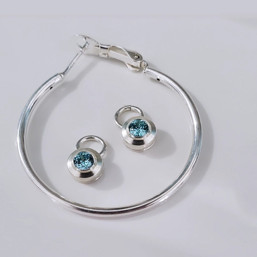 Aquamarine Bezel Hoop Charms