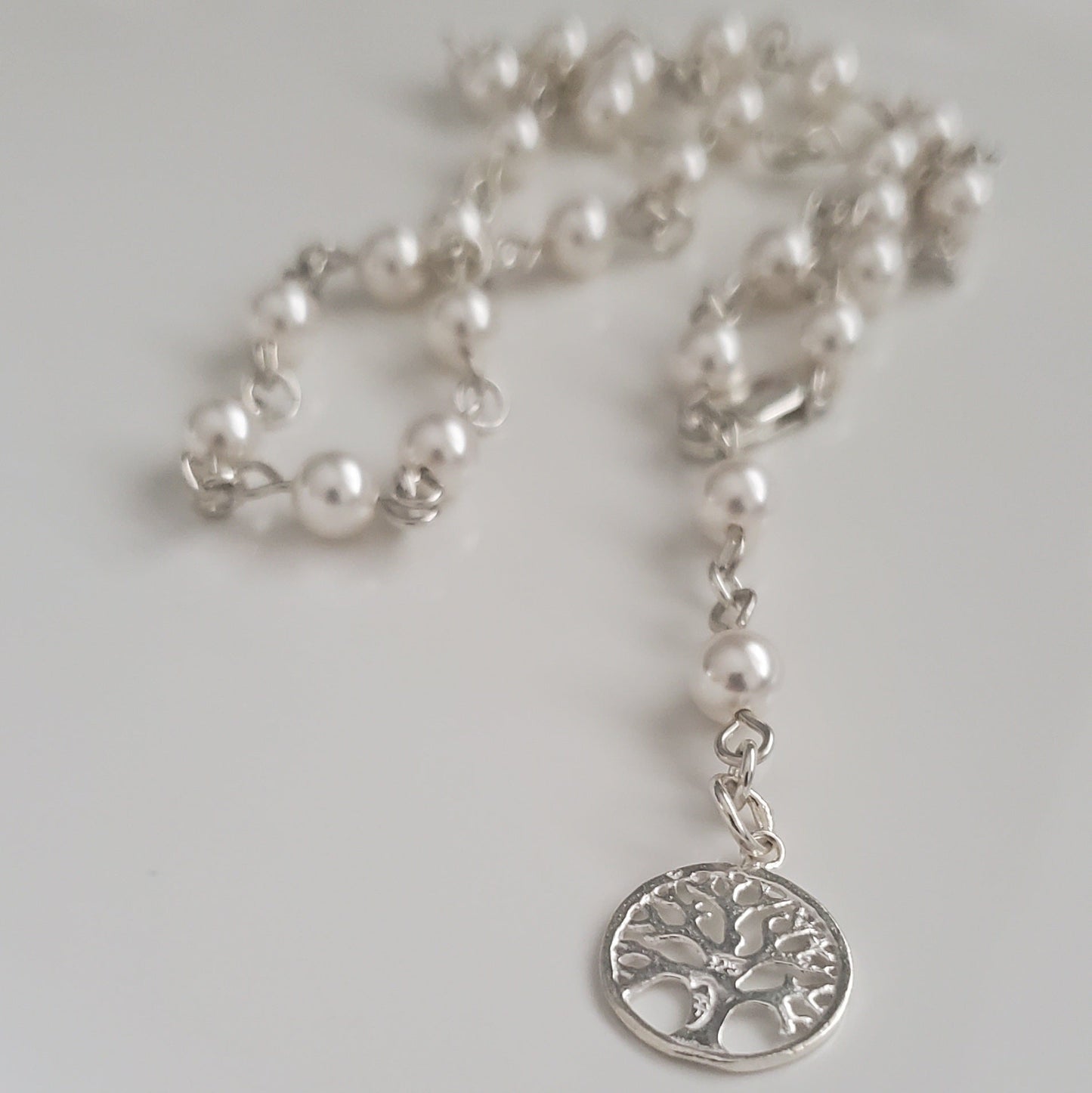 Timeless Pearl Tree of Life Lariat Necklace - Plein De Vie Jewelry