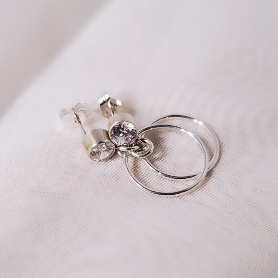 Sterling Silver Post Flowing in Circles Earrings
