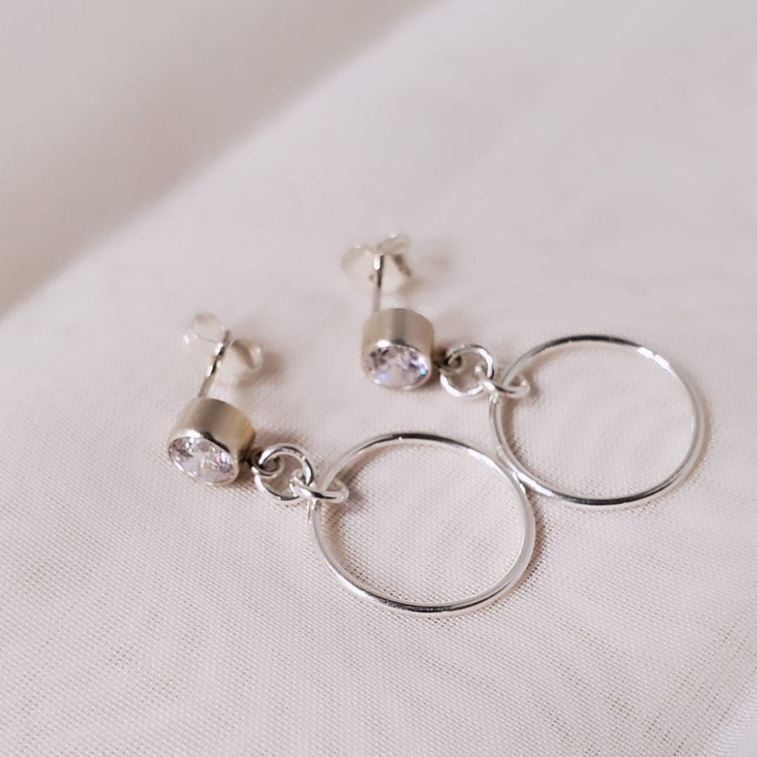 Sterling Silver Post Flowing in Circles Earrings