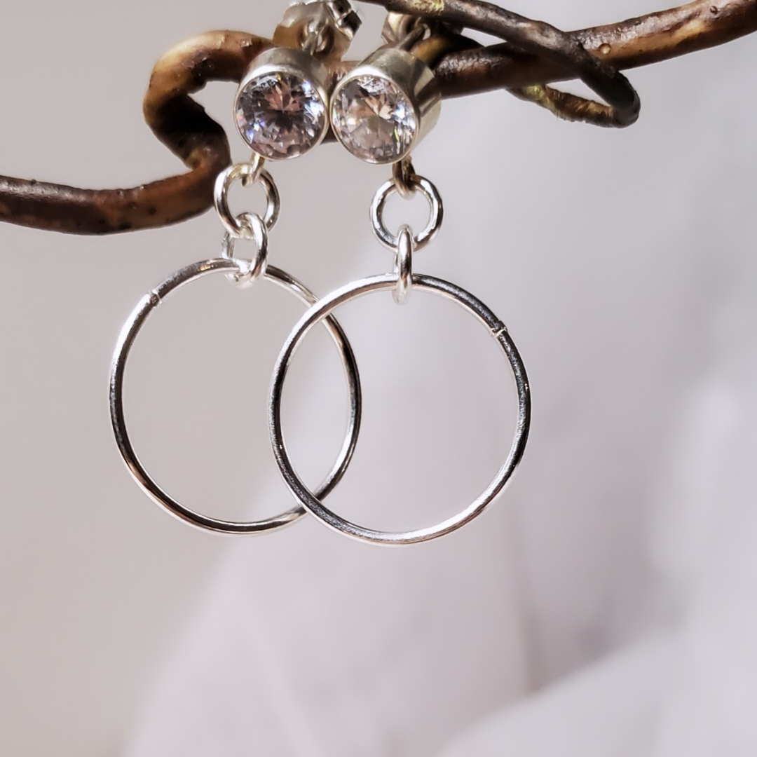 Sterling Silver Post Flowing in Circles Earrings