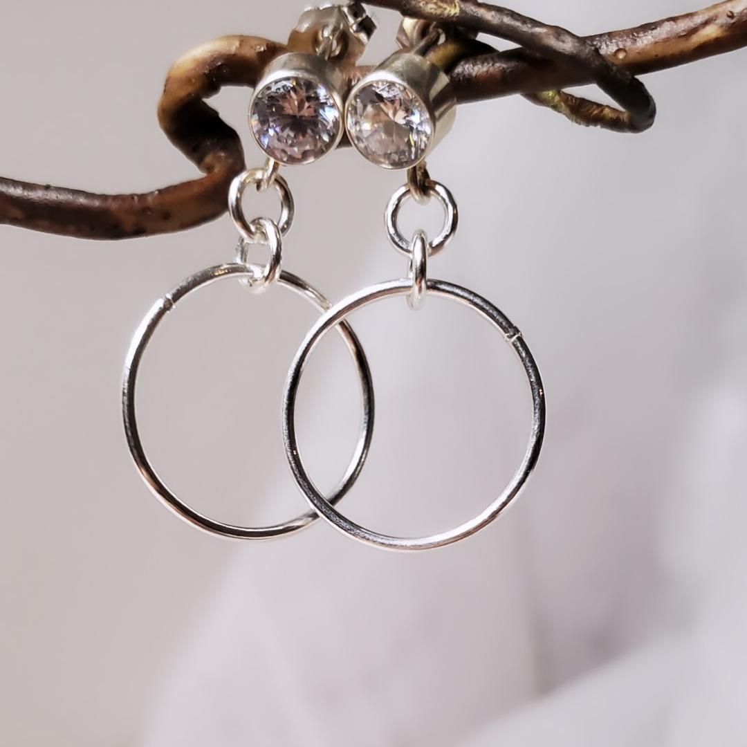 Sterling Silver Post Flowing in Circles Earrings