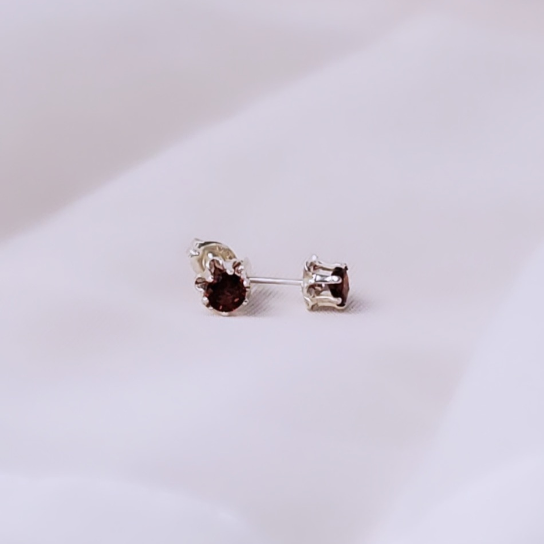 Sterling Silver Post Garnet Daily Bling Earrings