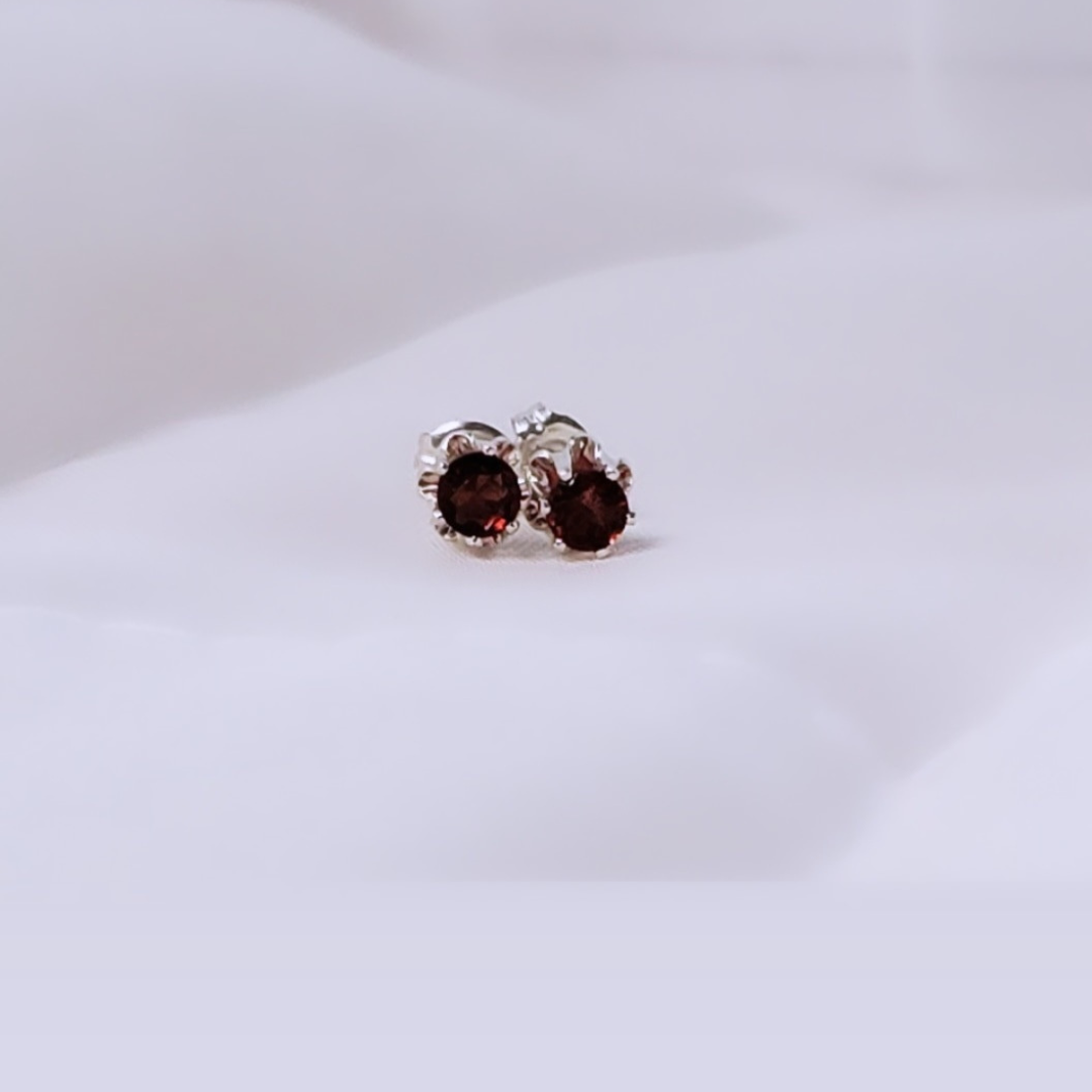 Sterling Silver Post Garnet Daily Bling Earrings