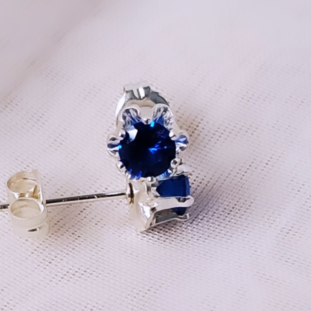 Sterling Silver Blue Spinel Daily Bling Earrings