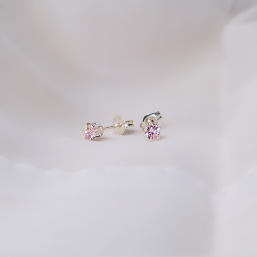 Elegant Bling: Pink Cubic Zirconia Sterling Silver Earrings