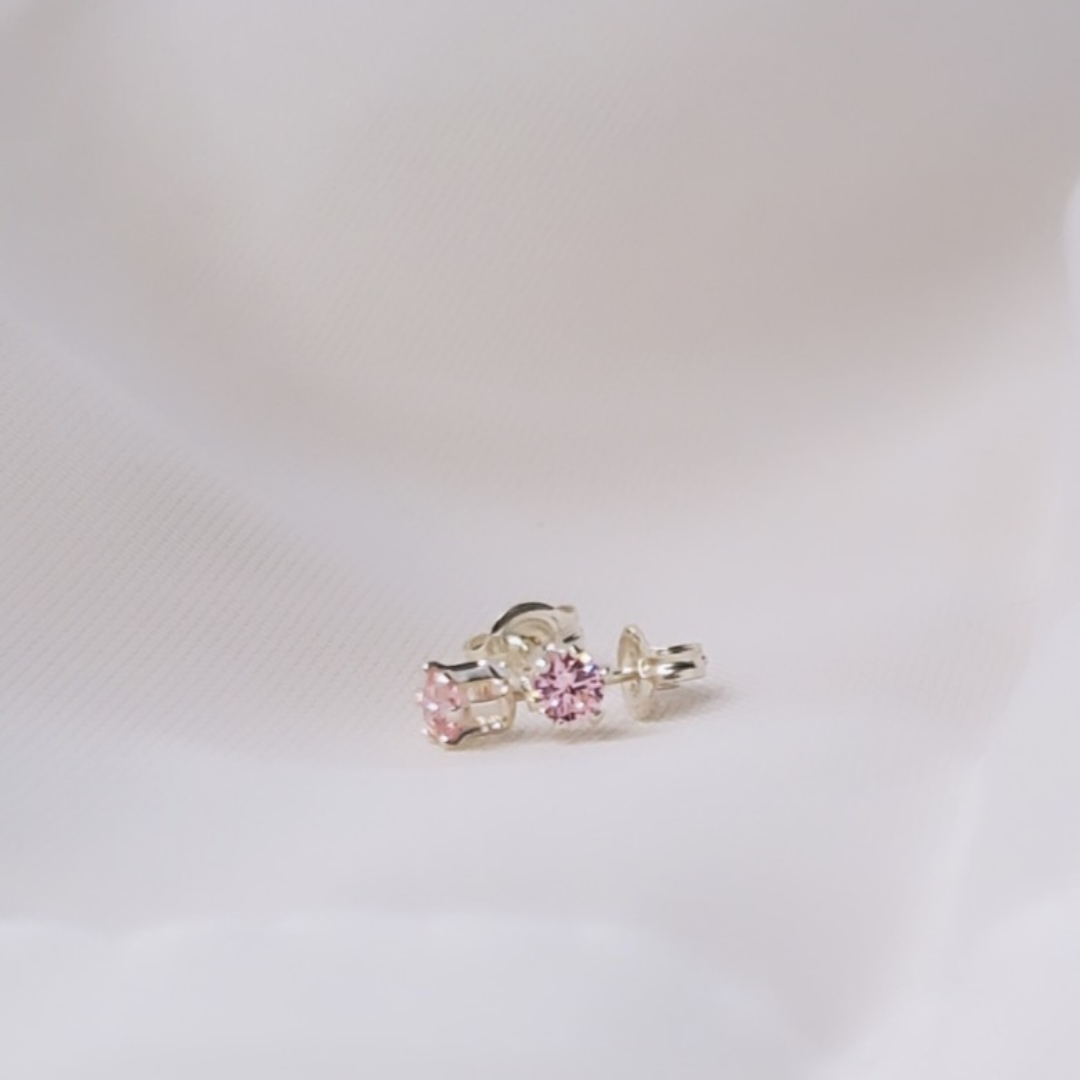 Elegant Bling: Pink Cubic Zirconia Sterling Silver Earrings