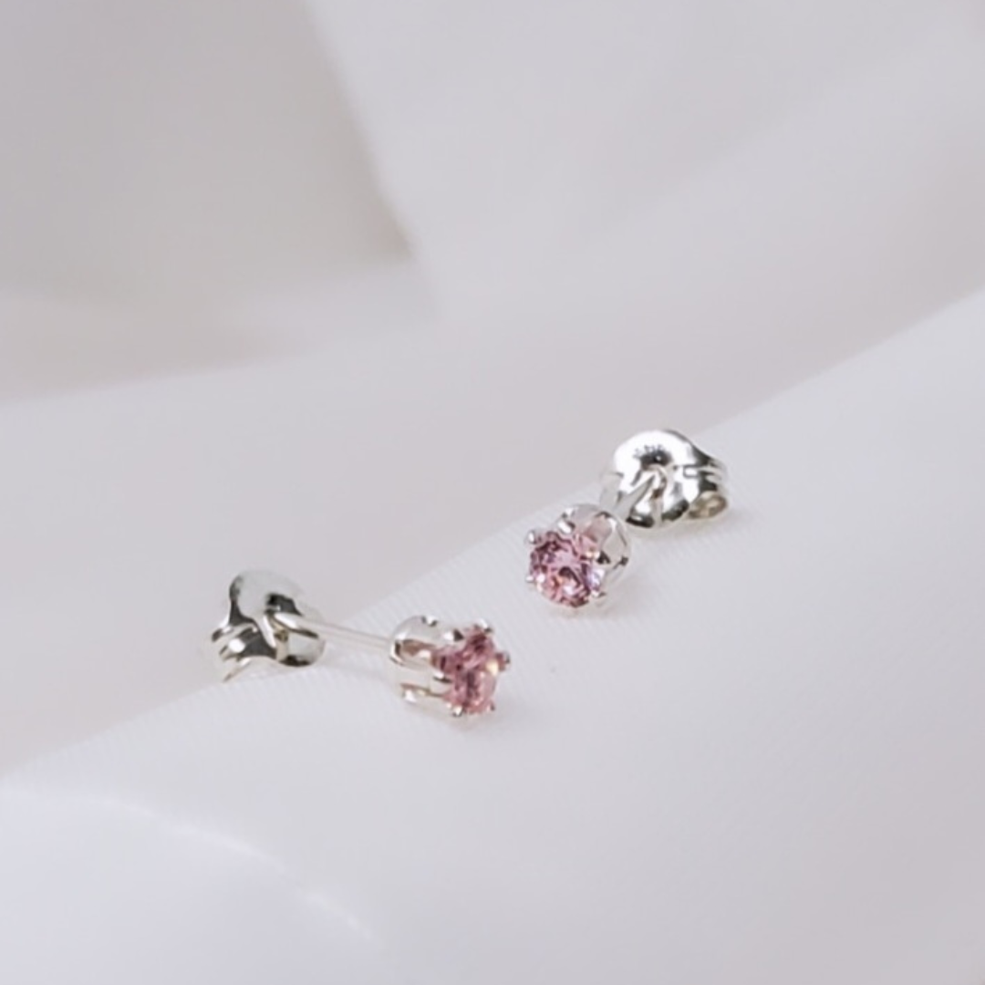 Elegant Bling: Pink Cubic Zirconia Sterling Silver Earrings