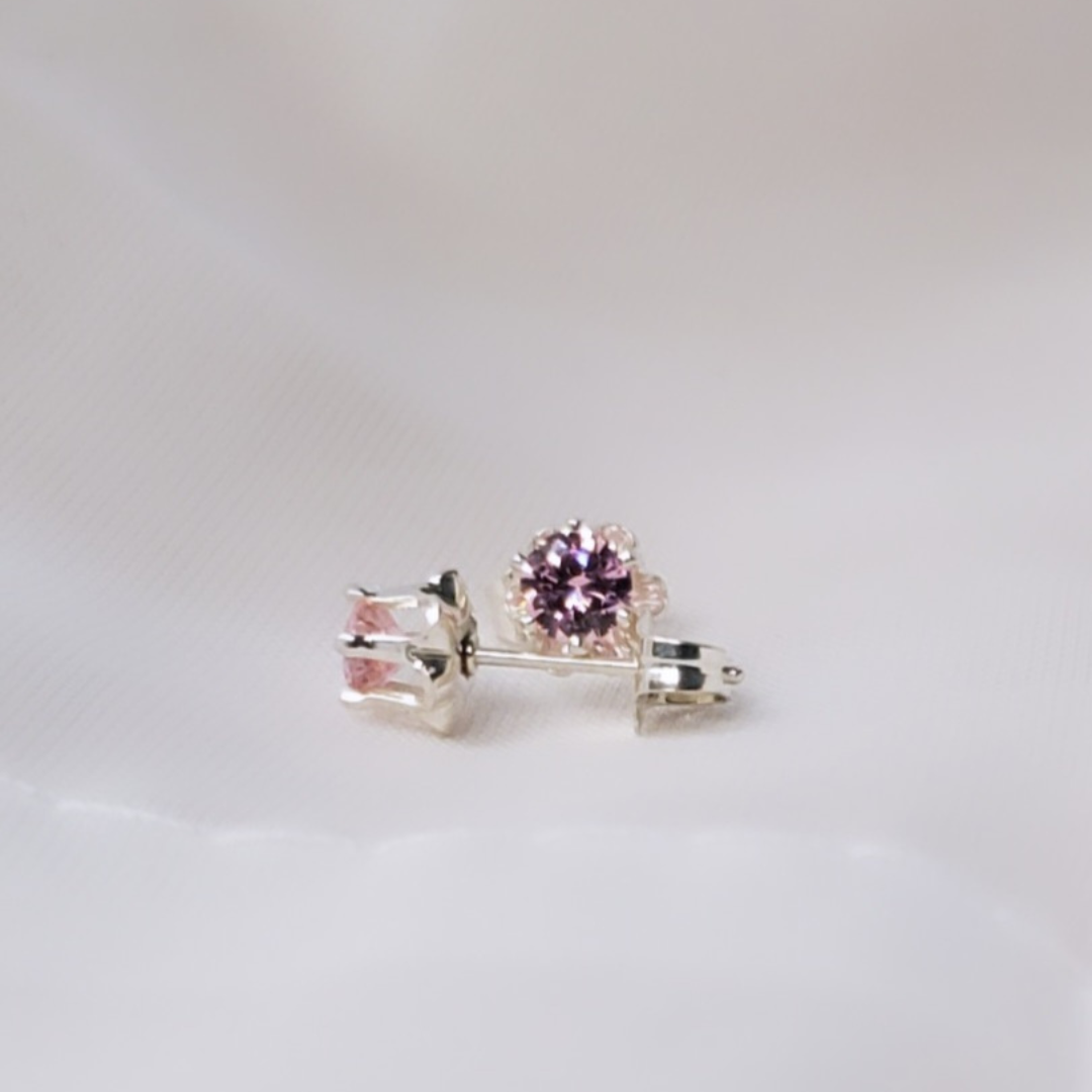 Elegant Bling: Pink Cubic Zirconia Sterling Silver Earrings