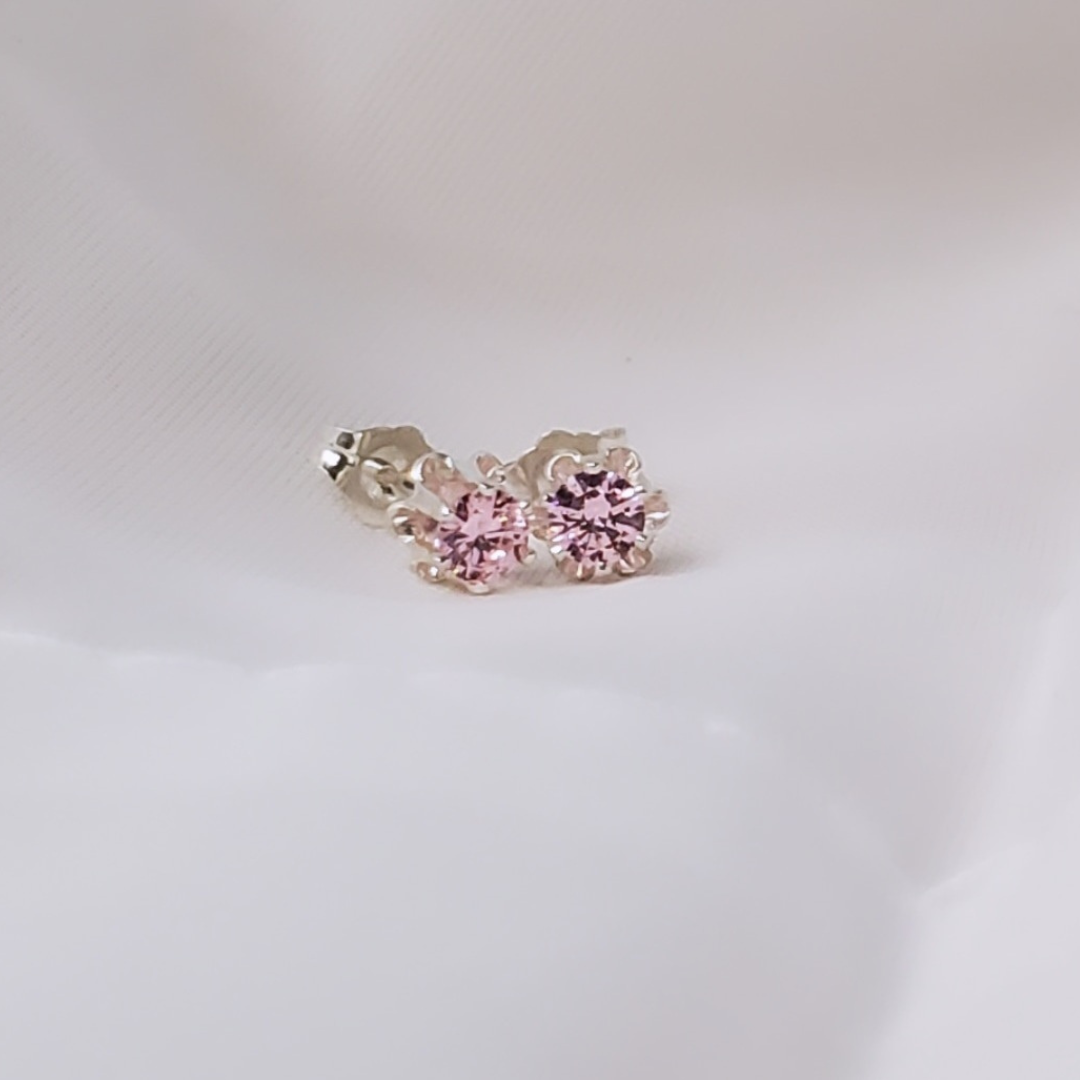 Elegant Bling: Pink Cubic Zirconia Sterling Silver Earrings