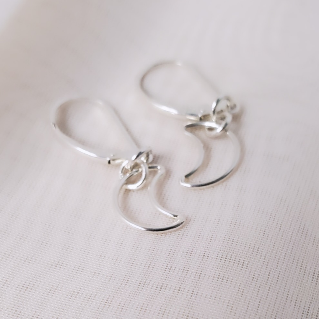 Sterling Silver Leverback Cosmic Moon Earrings