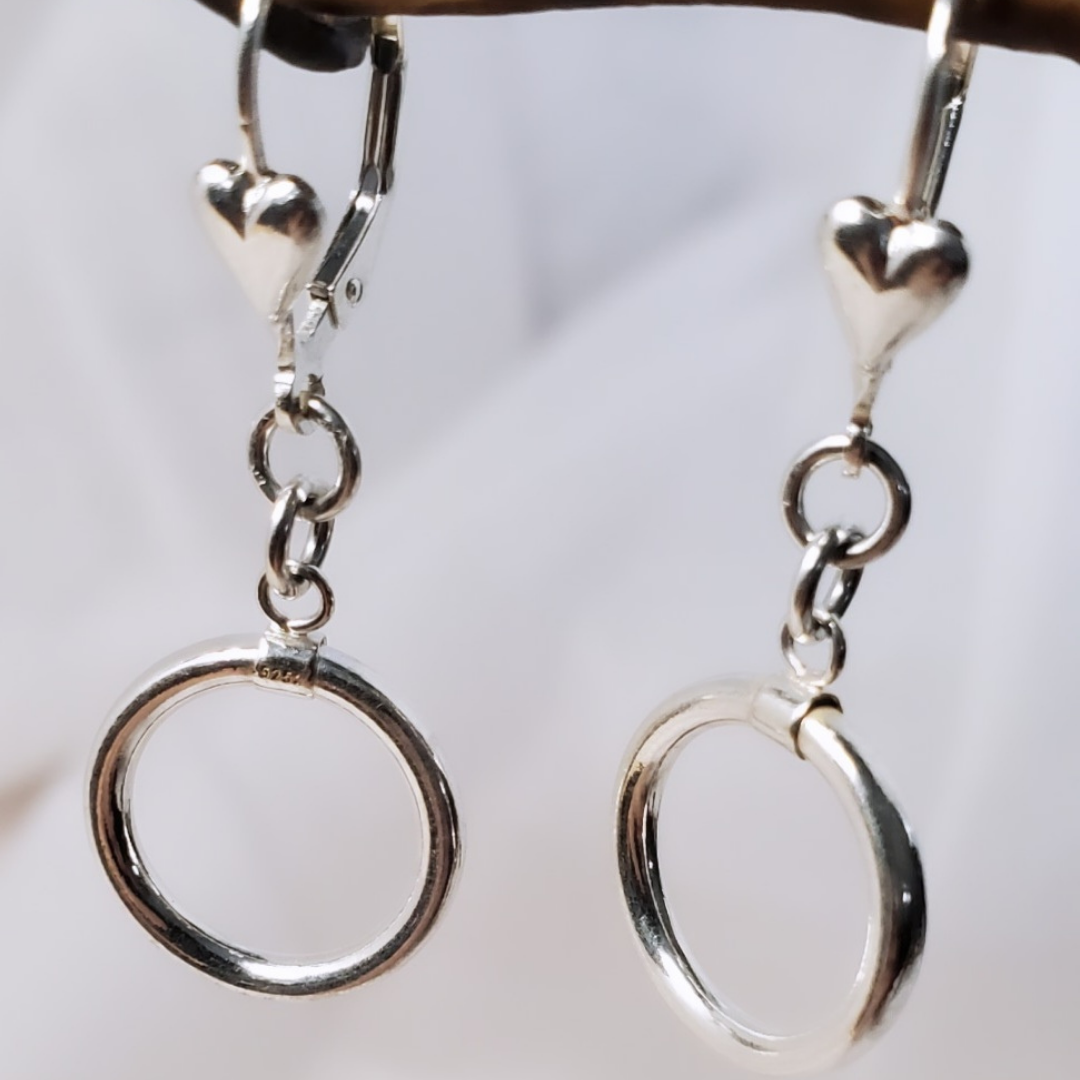 Sterling Silver Heart Circle of Love Earrings