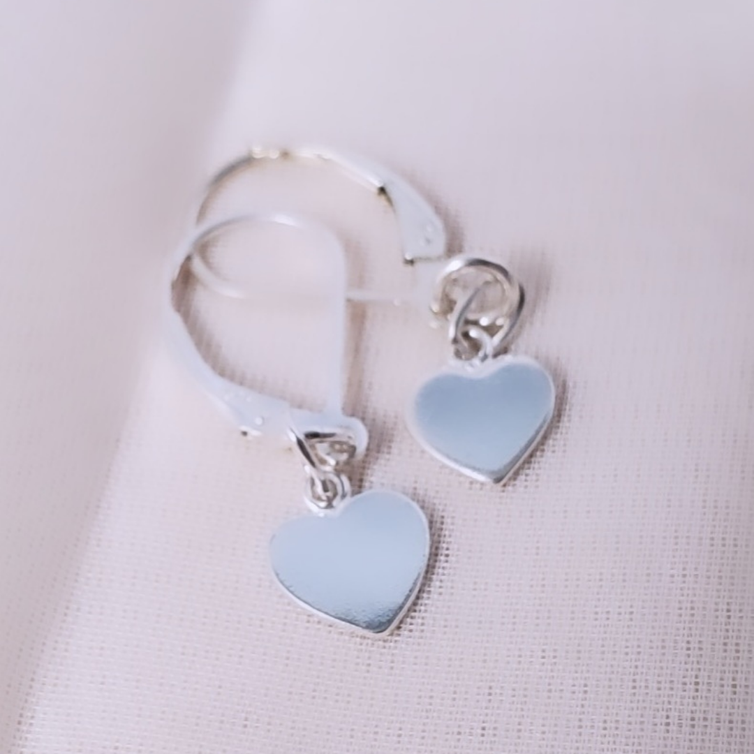 Heartfelt Affection: Sterling Silver Leverback Love Earrings