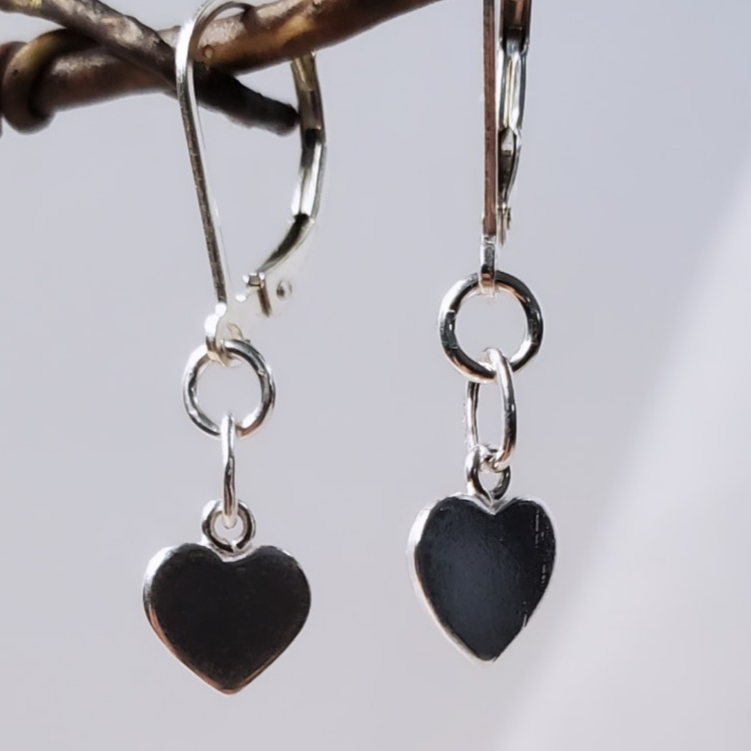 Heartfelt Affection: Sterling Silver Leverback Love Earrings
