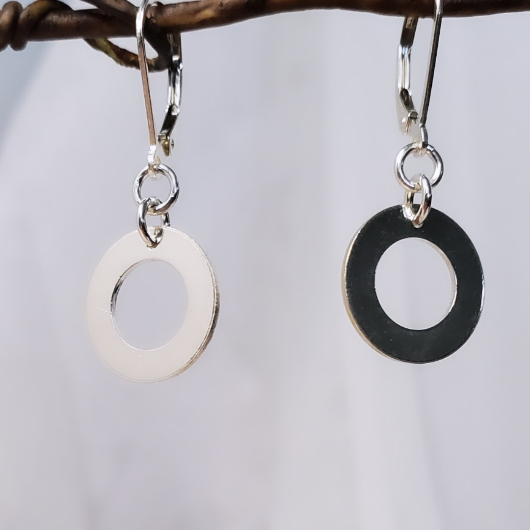 Sterling Silver Leverback Circle of Life Earrings