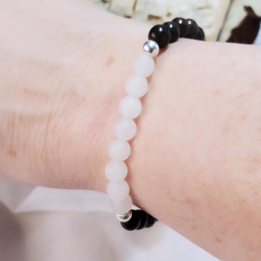Bronzite and Swarovski Pearls or White Jade Woodland Hide & Chic Bracelet