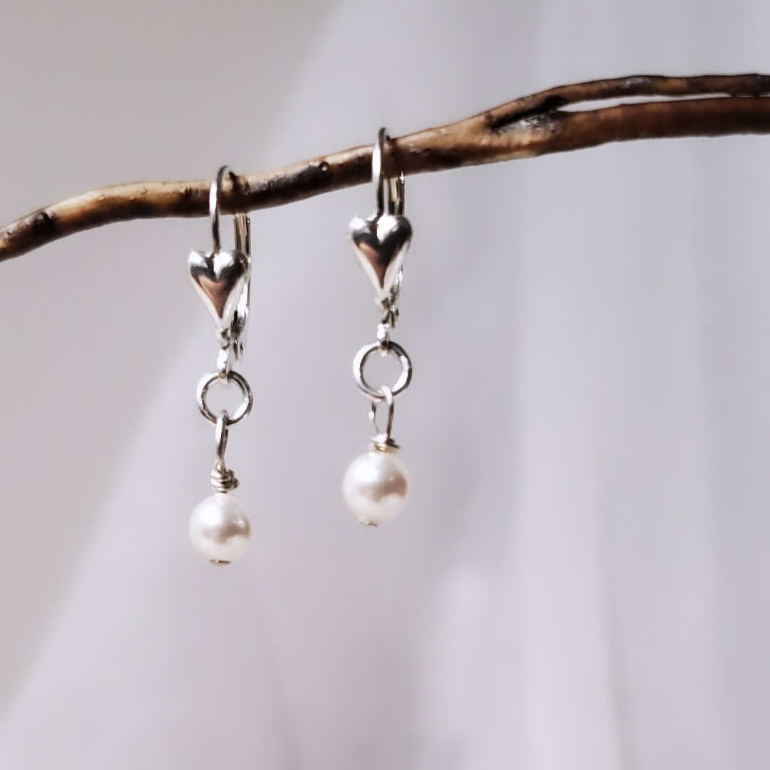 Sterling Silver Leverback Swarovski Love of Pearls Earrings