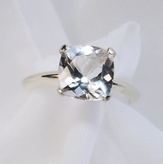 Sterling Silver Arkansas Quartz Shine Like a Diamond Ring