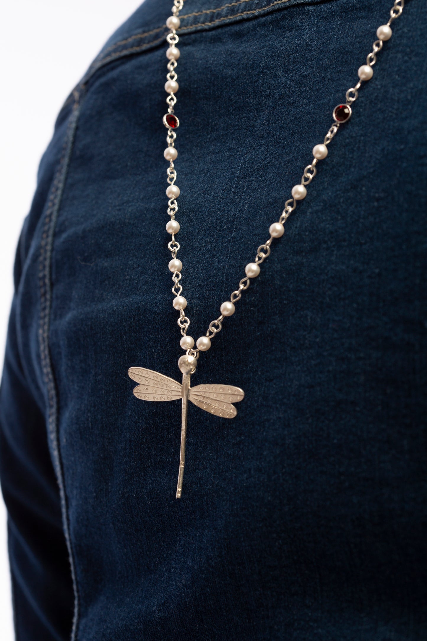 Swarovski Pearls and Channels and Sterling Silver Wind Beneath My Wings Necklace