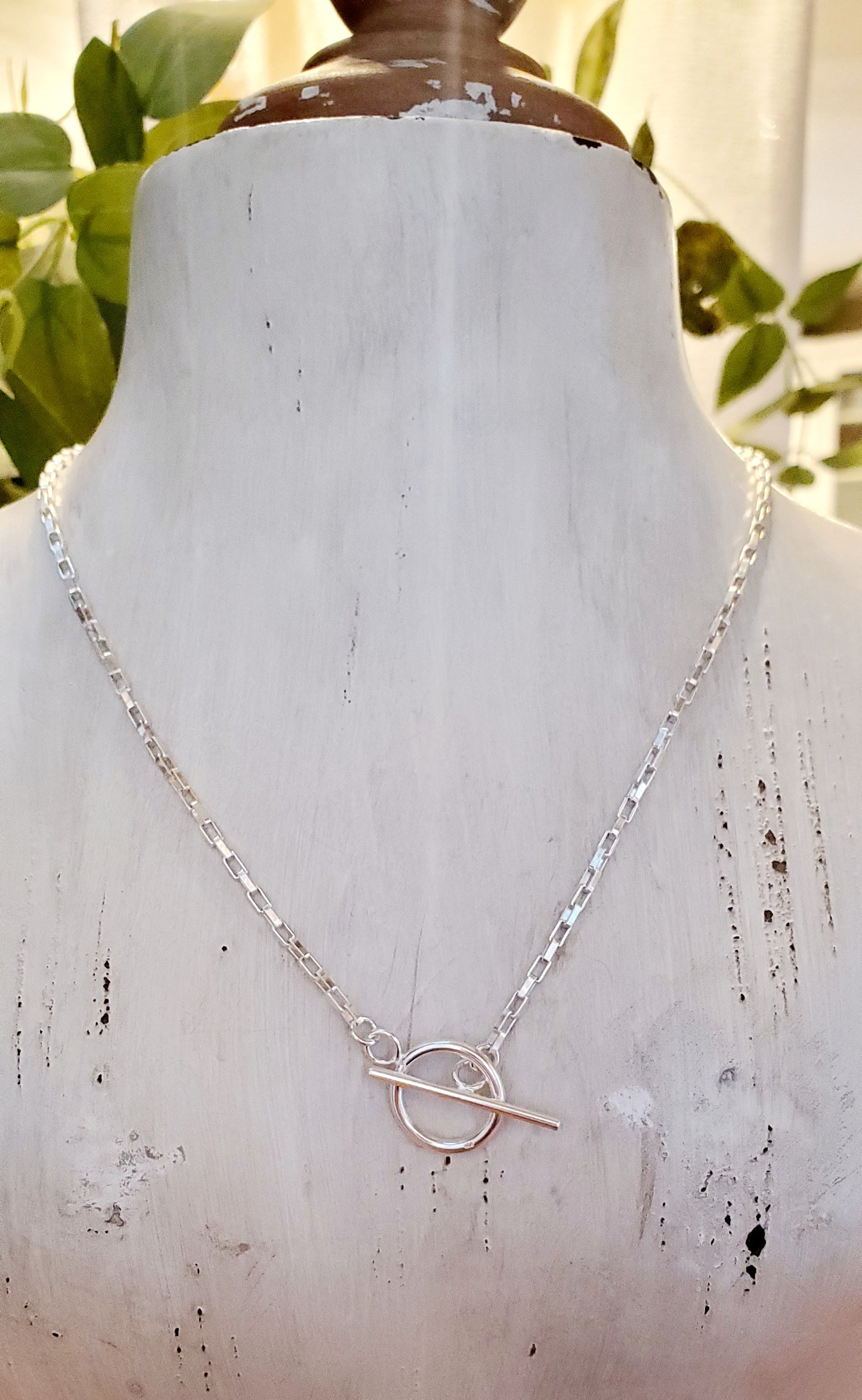 Sterling Silver Modern Rectangle Paperclip Necklace