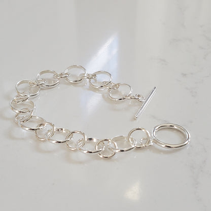 Timeless Sterling Silver Circle Link Bracelet - Plein De Vie Jewelry