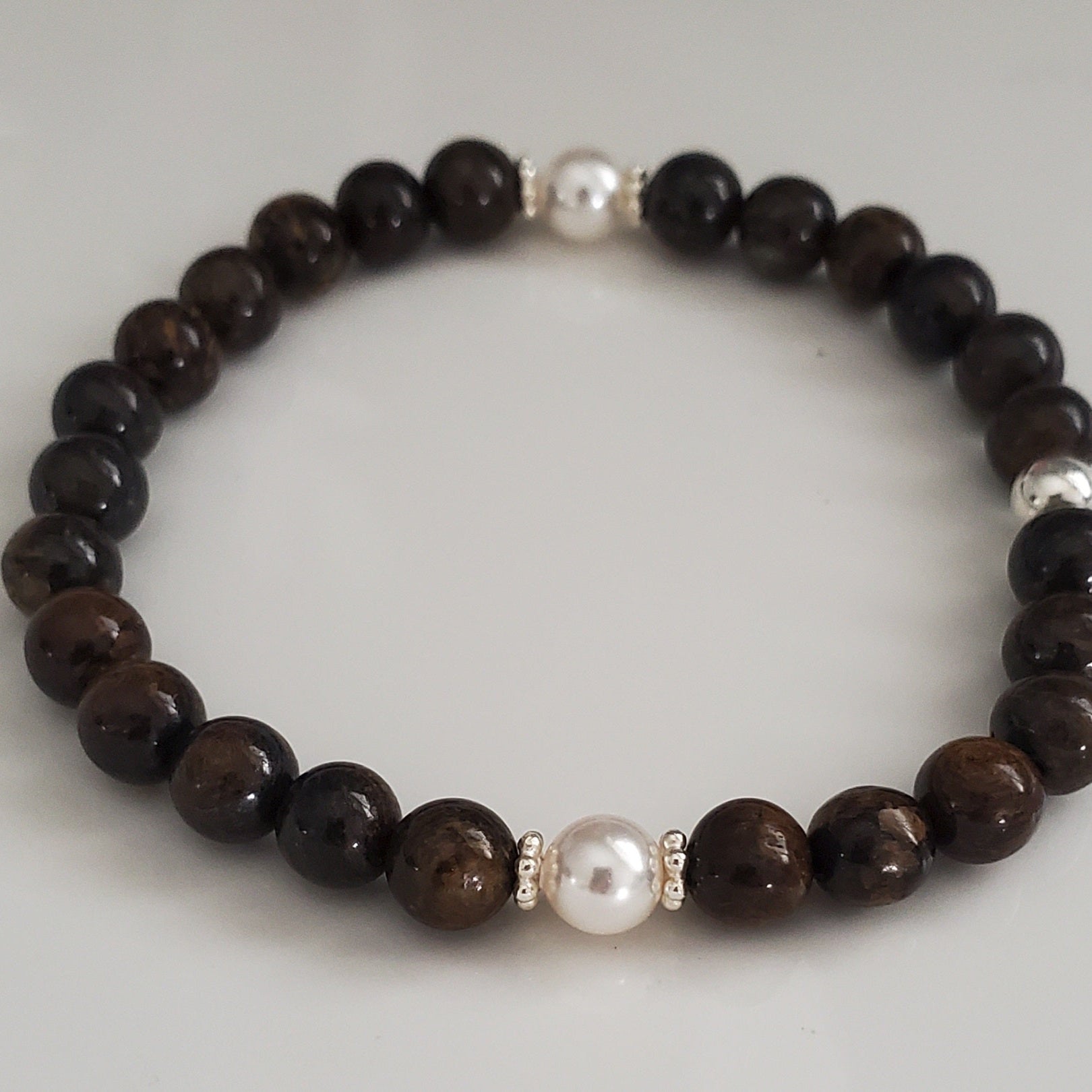 Woodland Grace – Bronzite & Daisy Spacer Bracelet - Plein De Vie Jewelry
