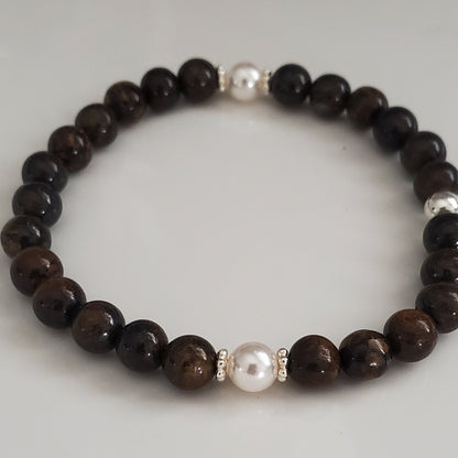 Woodland Grace – Bronzite & Daisy Spacer Bracelet - Plein De Vie Jewelry